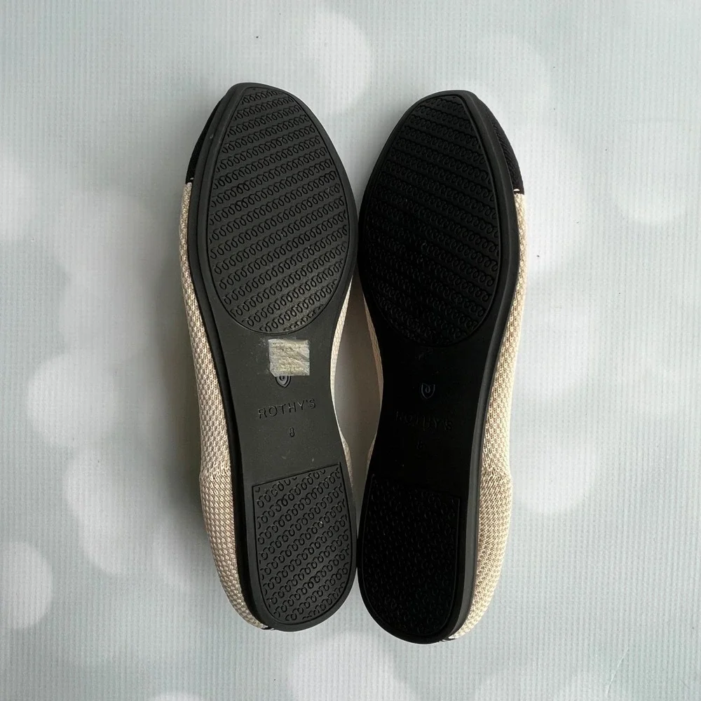 Rothy's The Square TUXEDO Size‎ 8 Cap Toe Ballet Flats Capsule Wardrobe Preppy